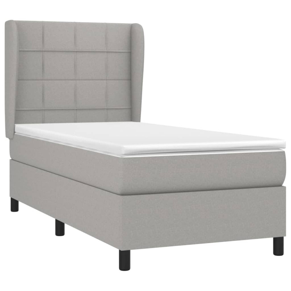 Produktbild för Ramsäng med madrass ljusgrå 100x200 cm tyg