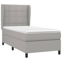 Produktbild för Ramsäng med madrass ljusgrå 100x200 cm tyg