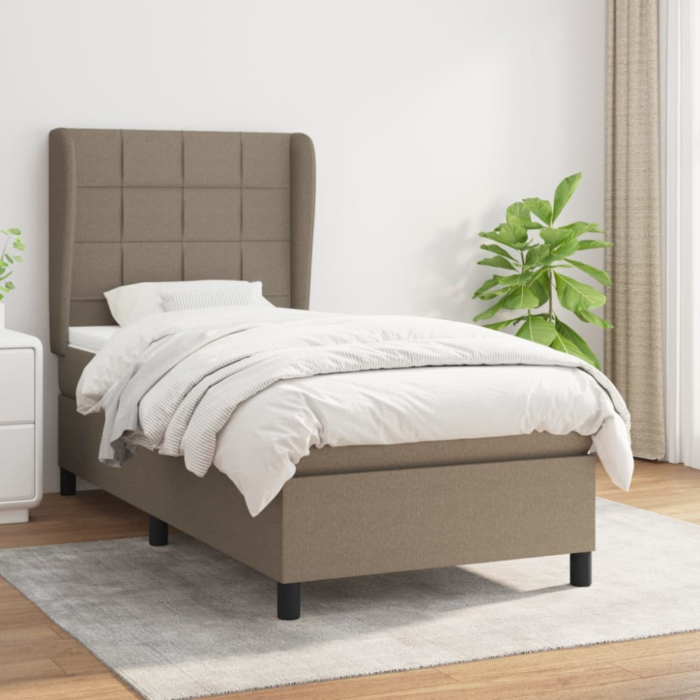 Produktbild för Ramsäng med madrass taupe 100x200 cm tyg
