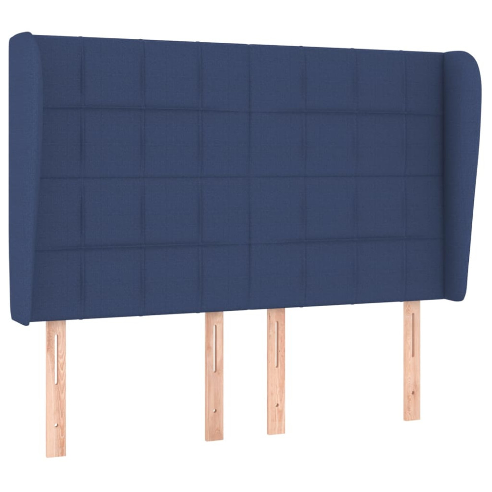 Produktbild för Ramsäng med madrass blå 140x190 cm tyg