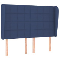 Produktbild för Ramsäng med madrass blå 140x190 cm tyg