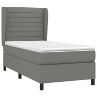 Produktbild för Ramsäng med madrass mörkgrå 90x190 cm tyg