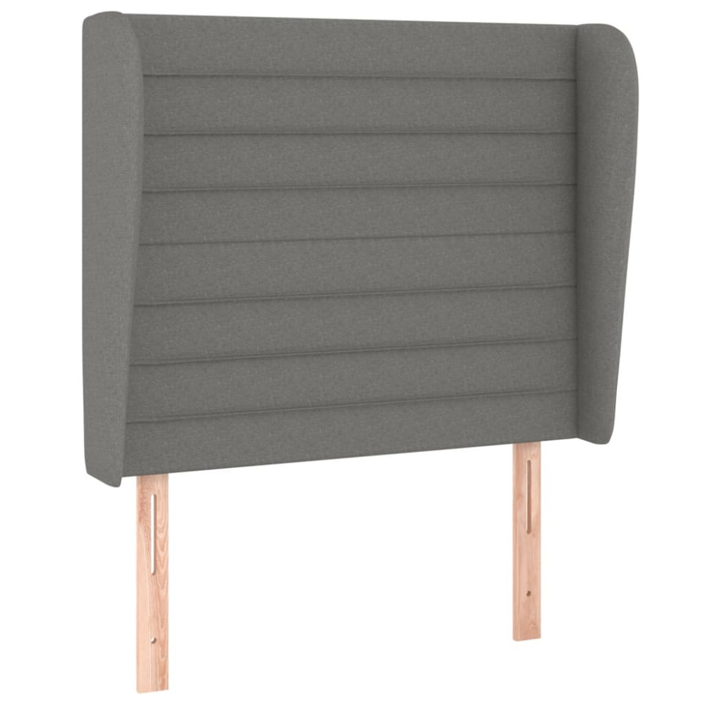 Produktbild för Ramsäng med madrass mörkgrå 90x190 cm tyg