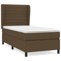 Produktbild för Ramsäng med madrass mörkbrun 90x190 cm tyg