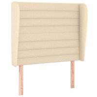 Produktbild för Ramsäng med madrass gräddvit 90x190 cm tyg