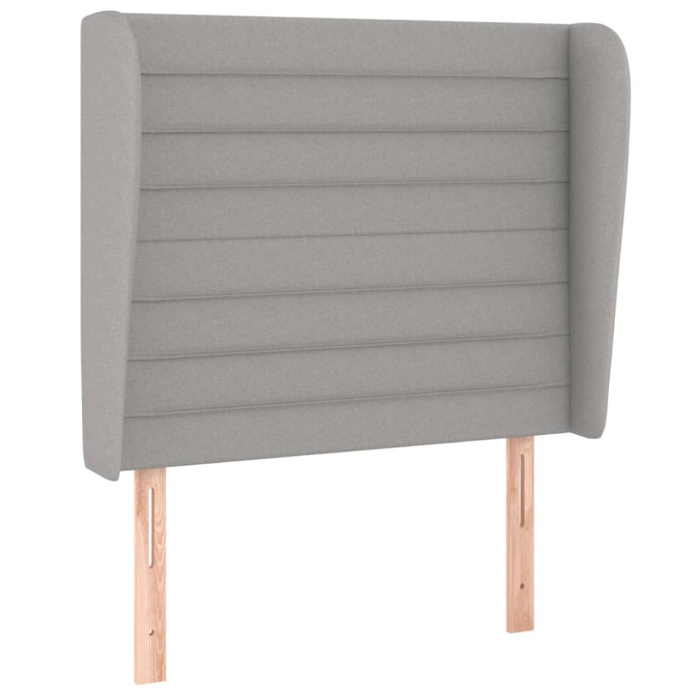 Produktbild för Ramsäng med madrass ljusgrå 90x200 cm tyg