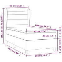 Produktbild för Ramsäng med madrass ljusgrå 90x200 cm tyg