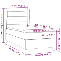 Produktbild för Ramsäng med madrass ljusgrå 100x200 cm tyg