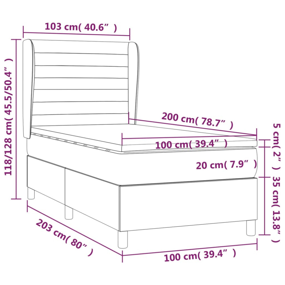 Produktbild för Ramsäng med madrass gräddvit 100x200 cm tyg
