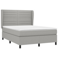Produktbild för Ramsäng med madrass ljusgrå 140x190 cm tyg