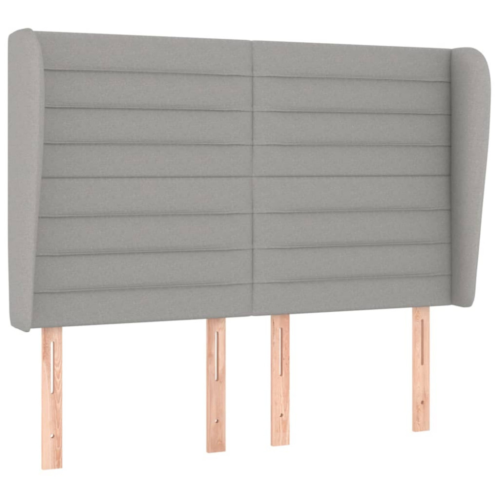 Produktbild för Ramsäng med madrass ljusgrå 140x190 cm tyg