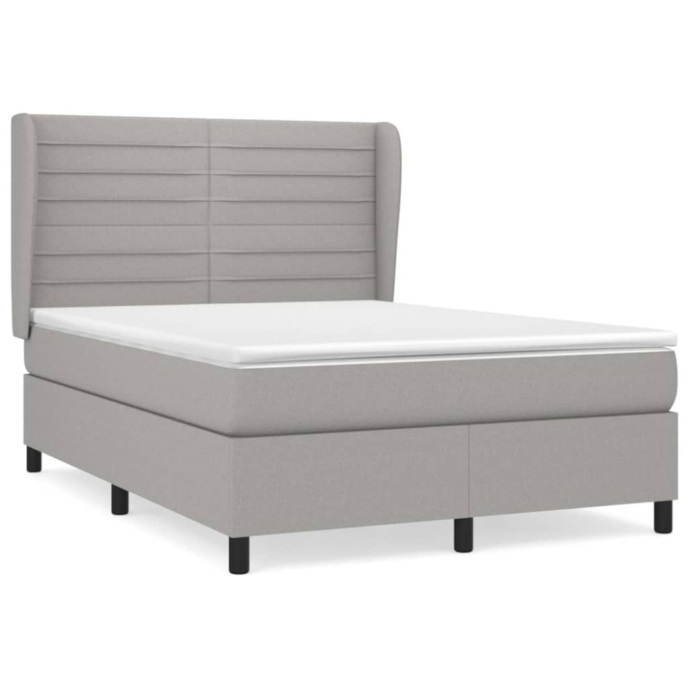 Produktbild för Ramsäng med madrass ljusgrå 140x200 cm tyg
