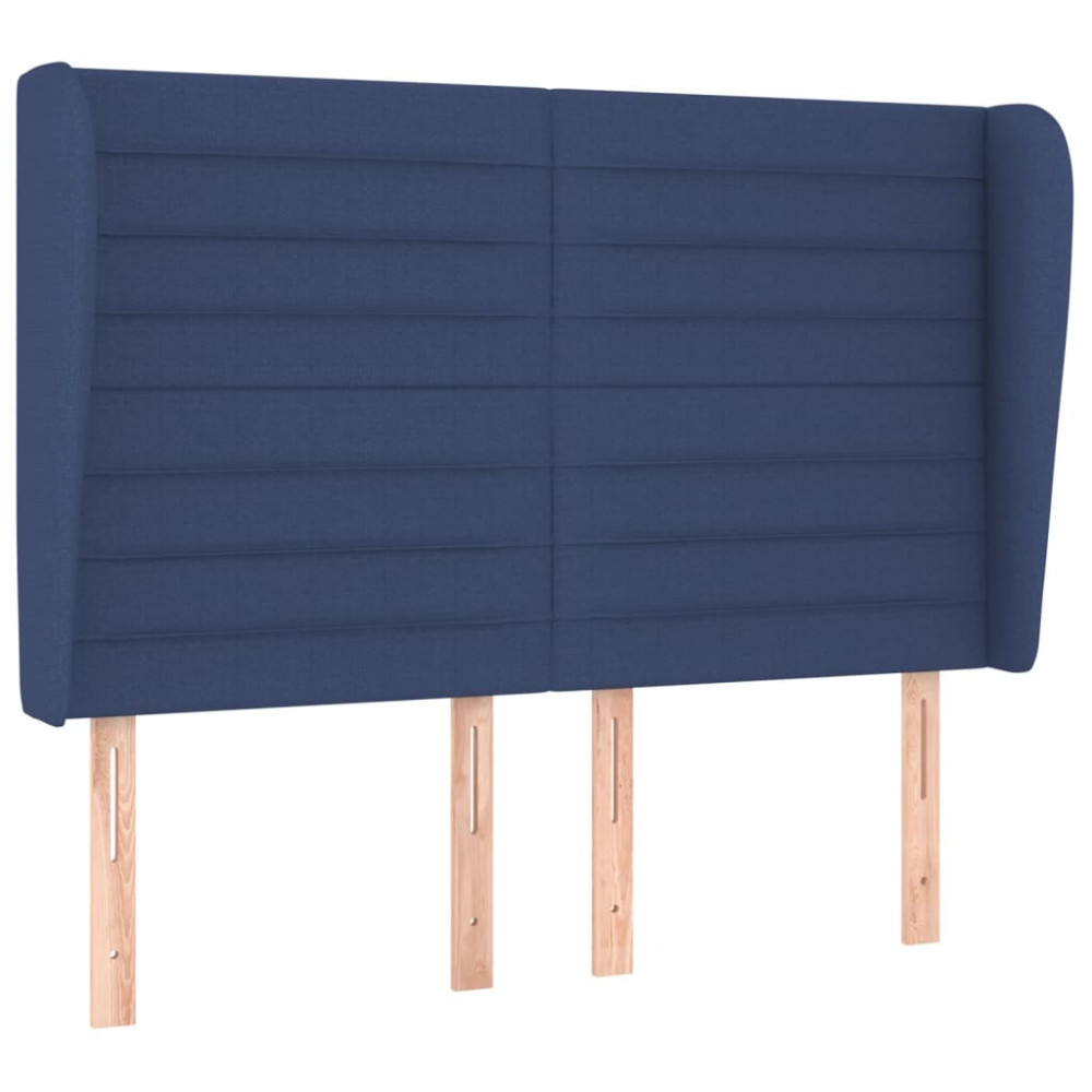 Produktbild för Ramsäng med madrass blå 140x200 cm tyg