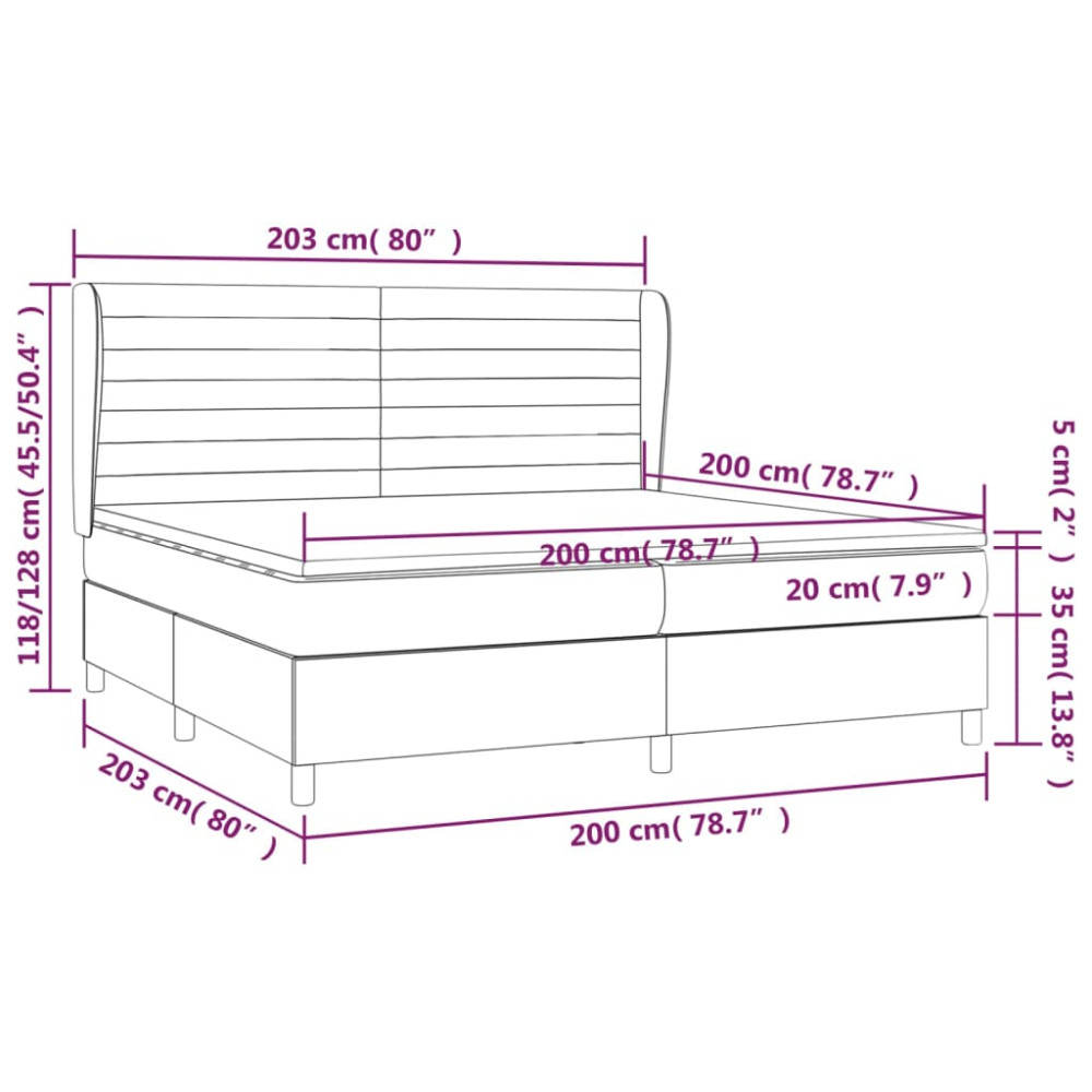 Produktbild för Ramsäng med madrass mörkgrå 200x200 cm tyg