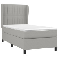 Produktbild för Ramsäng med madrass ljusgrå 90x190 cm tyg