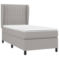 Produktbild för Ramsäng med madrass ljusgrå 90x200 cm tyg