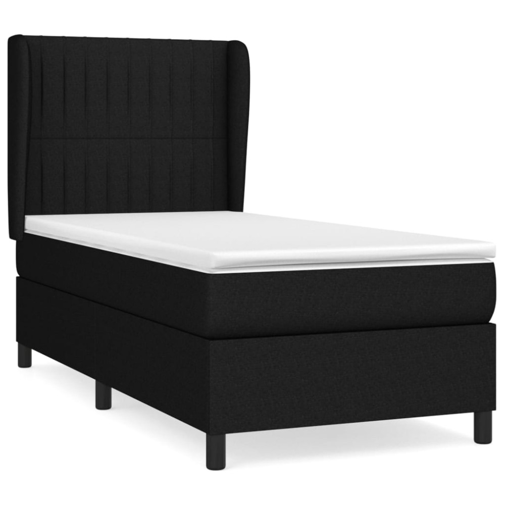 Produktbild för Ramsäng med madrass svart 90x200 cm tyg