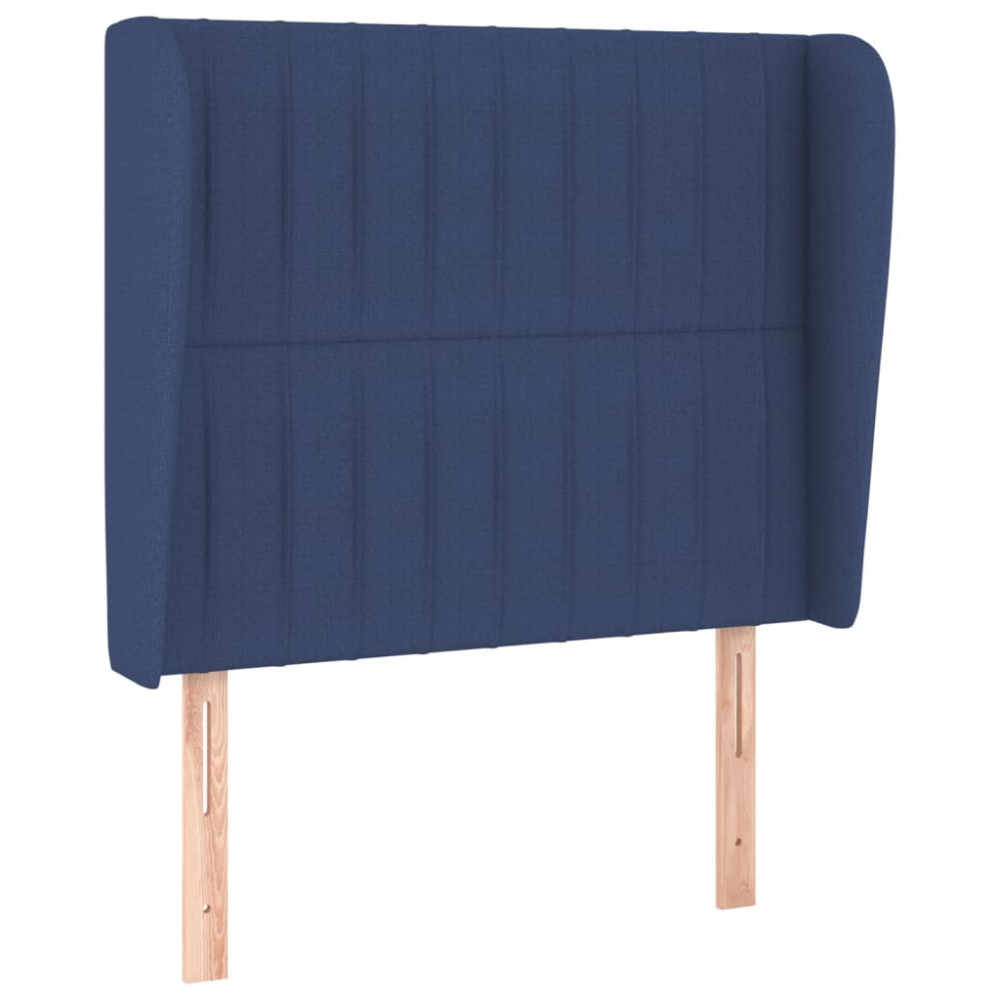 Produktbild för Ramsäng med madrass blå 90x200 cm tyg