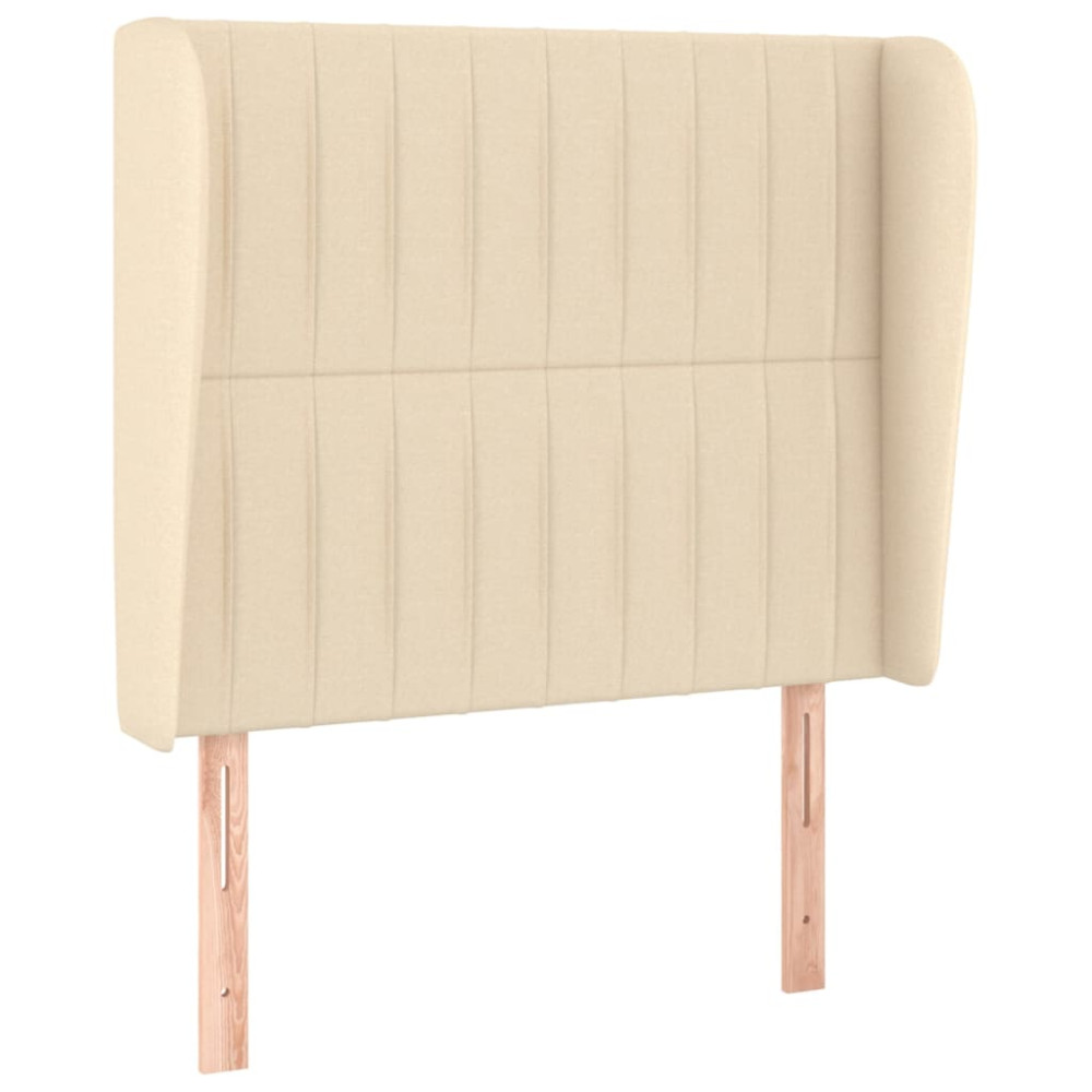 Produktbild för Ramsäng med madrass gräddvit 100x200 cm tyg