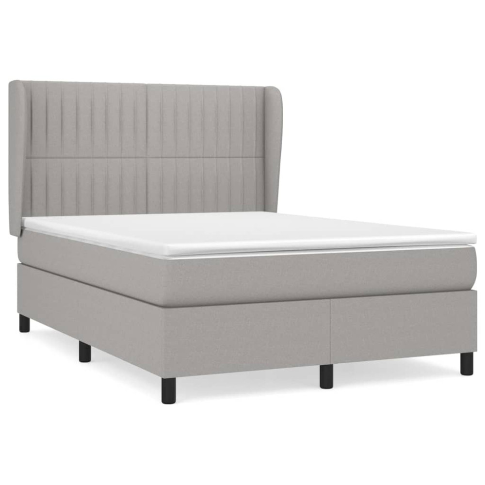 Produktbild för Ramsäng med madrass ljusgrå 140x200 cm tyg