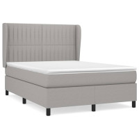 Produktbild för Ramsäng med madrass ljusgrå 140x200 cm tyg