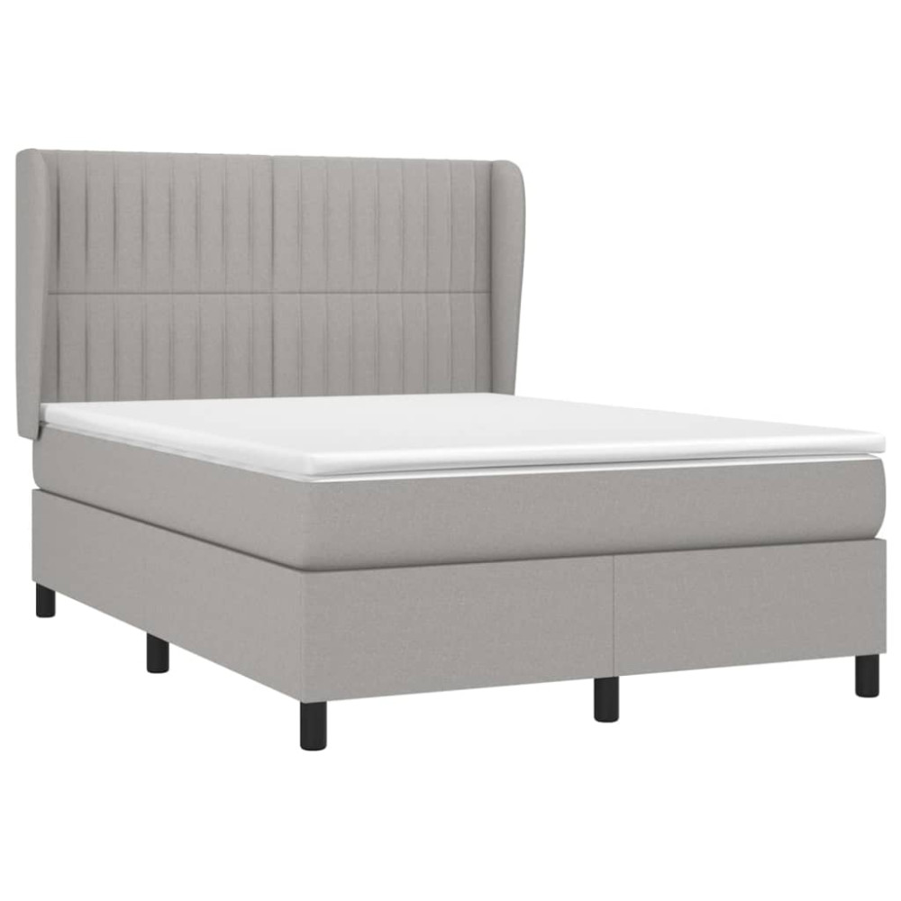 Produktbild för Ramsäng med madrass ljusgrå 140x200 cm tyg