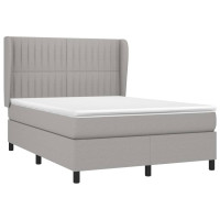Produktbild för Ramsäng med madrass ljusgrå 140x200 cm tyg