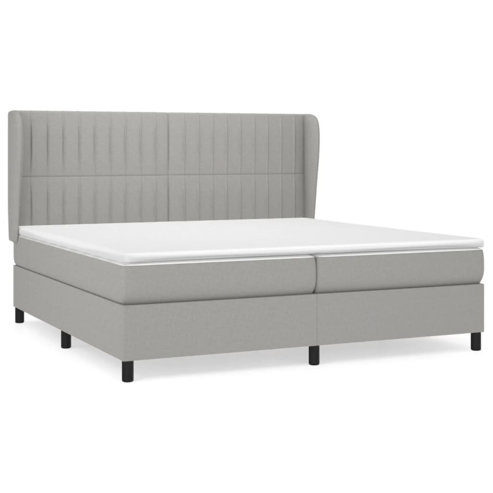 Produktbild för Ramsäng med madrass ljusgrå 200x200 cm tyg