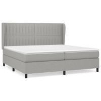 Produktbild för Ramsäng med madrass ljusgrå 200x200 cm tyg