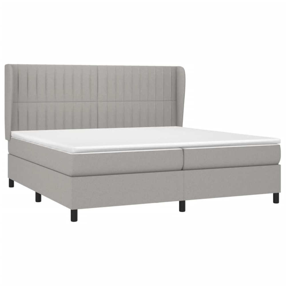 Produktbild för Ramsäng med madrass ljusgrå 200x200 cm tyg