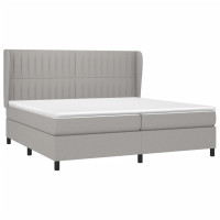 Produktbild för Ramsäng med madrass ljusgrå 200x200 cm tyg