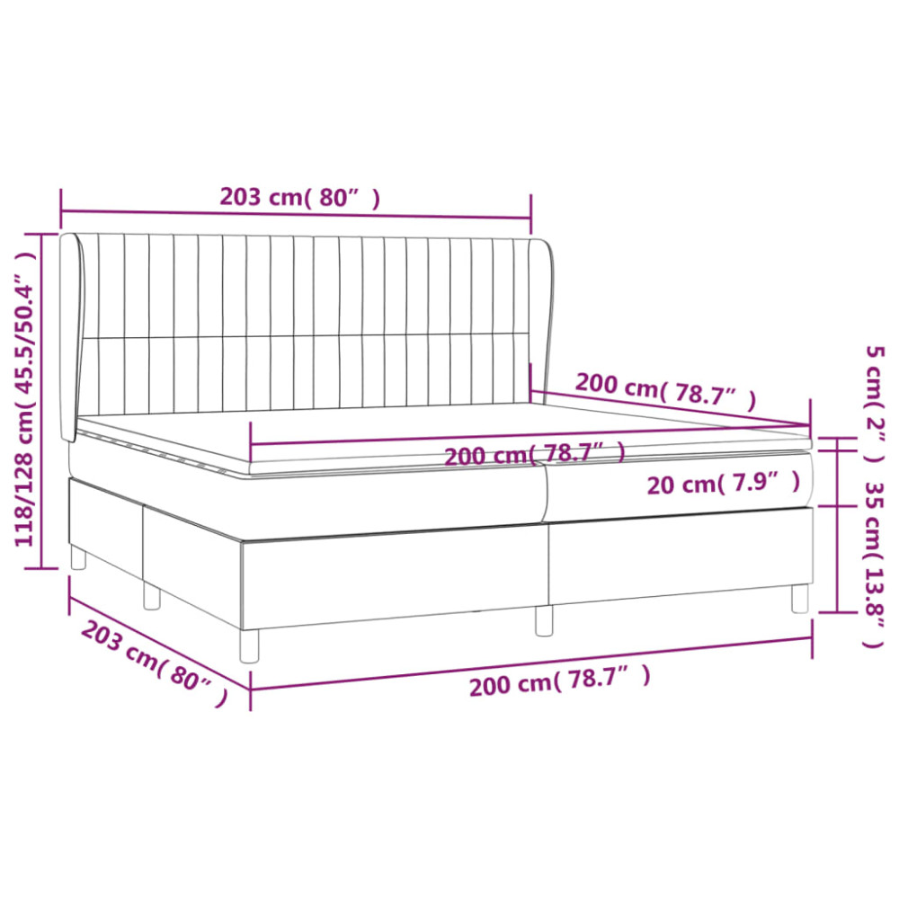 Produktbild för Ramsäng med madrass mörkgrå 200x200 cm tyg