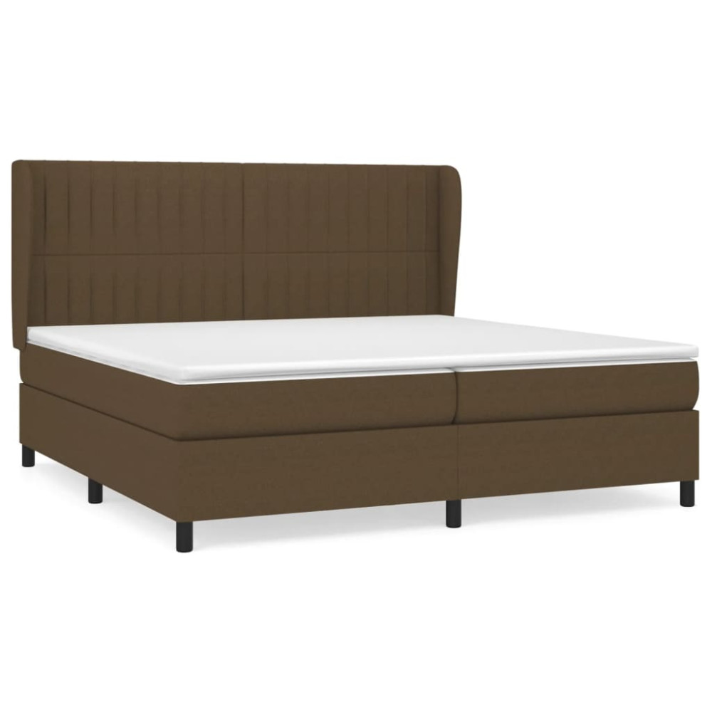 Produktbild för Ramsäng med madrass mörkbrun 200x200 cm tyg
