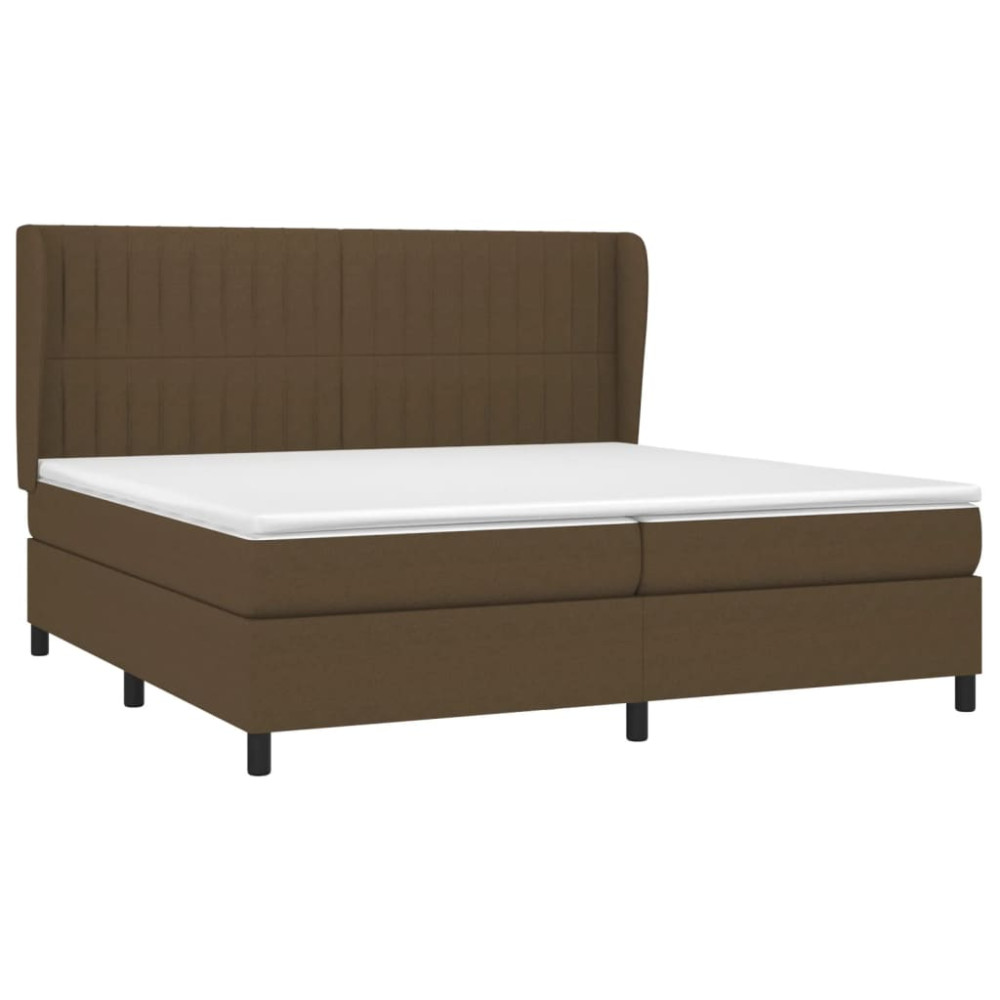 Produktbild för Ramsäng med madrass mörkbrun 200x200 cm tyg