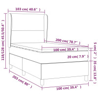 Produktbild för Ramsäng med madrass gräddvit 100x200 cm tyg