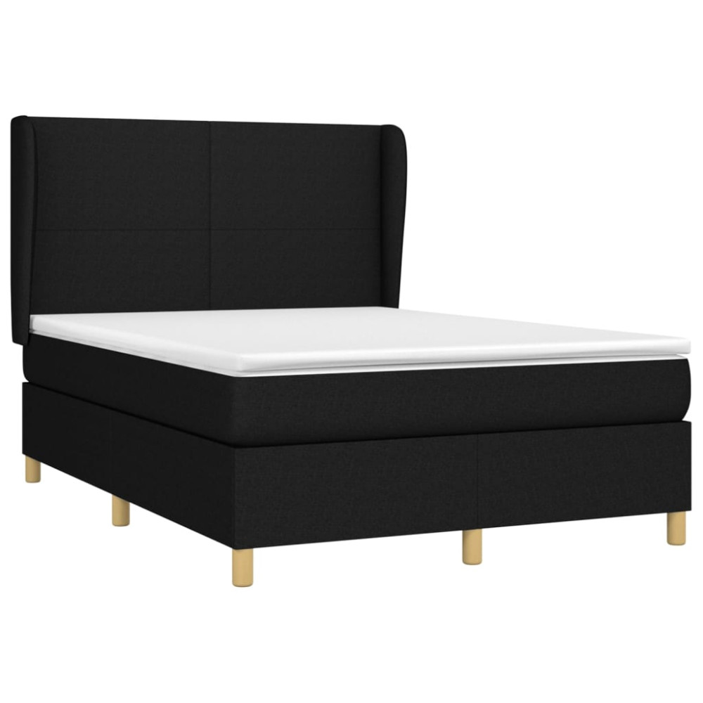 Produktbild för Ramsäng med madrass svart 140x190 cm tyg