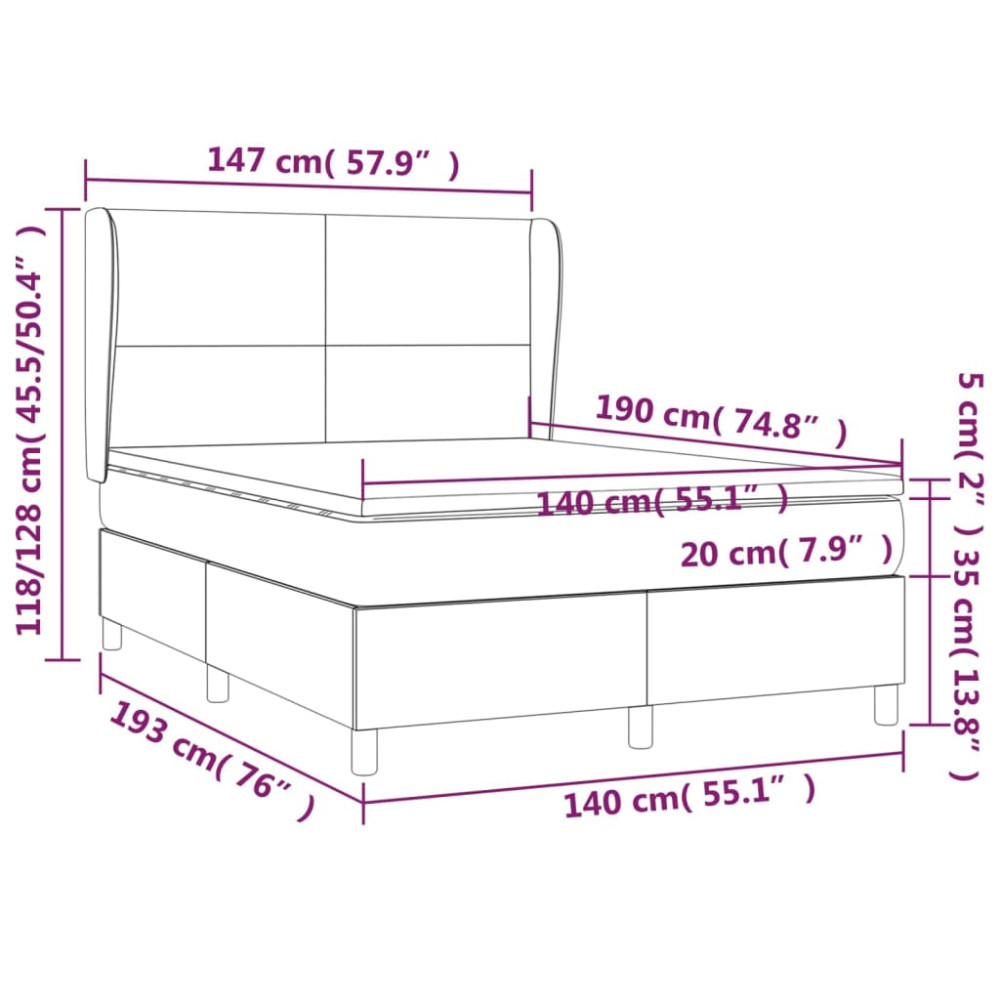 Produktbild för Ramsäng med madrass svart 140x190 cm tyg