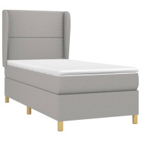 Produktbild för Ramsäng med madrass ljusgrå 90x190 cm tyg