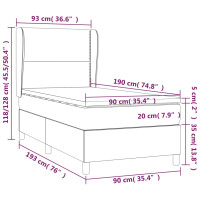 Produktbild för Ramsäng med madrass ljusgrå 90x190 cm tyg
