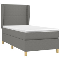 Produktbild för Ramsäng med madrass mörkgrå 90x190 cm tyg