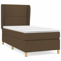 Produktbild för Ramsäng med madrass mörkbrun 90x190 cm tyg