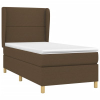 Produktbild för Ramsäng med madrass mörkbrun 90x190 cm tyg