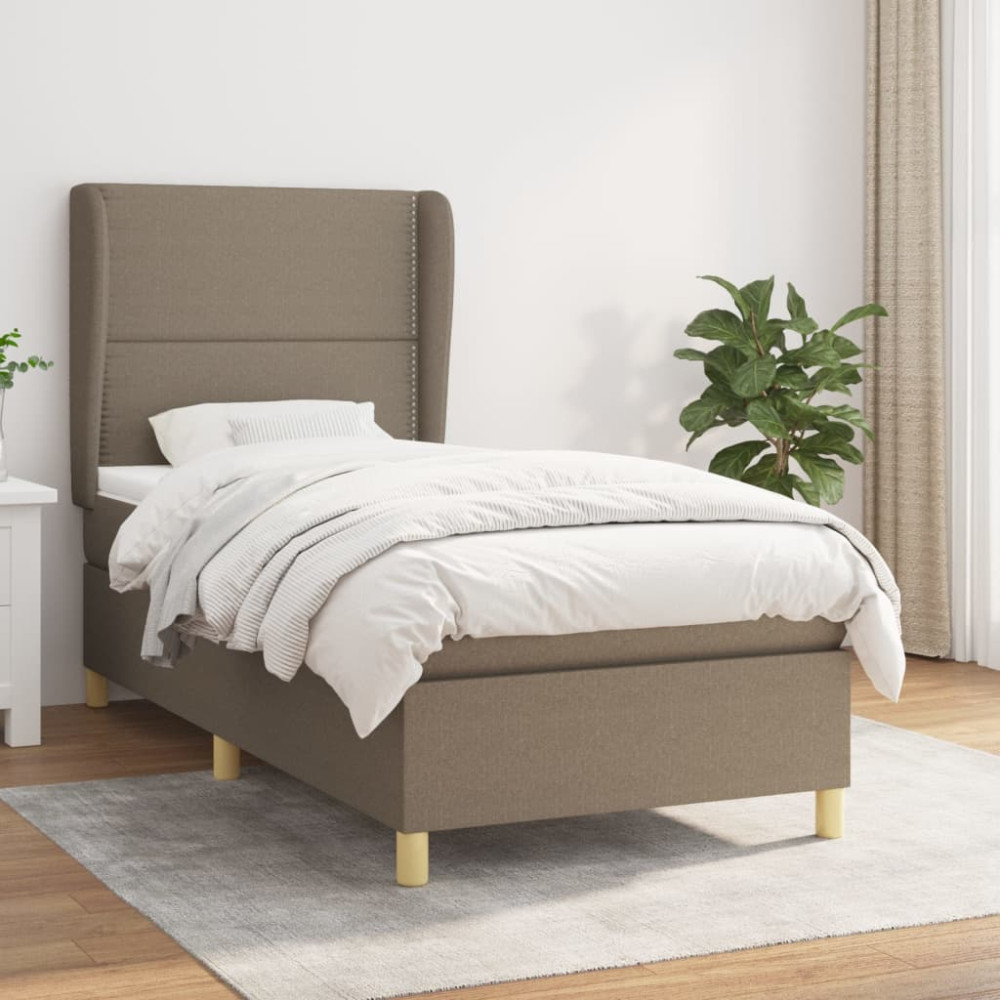 Produktbild för Ramsäng med madrass taupe 90x190 cm tyg