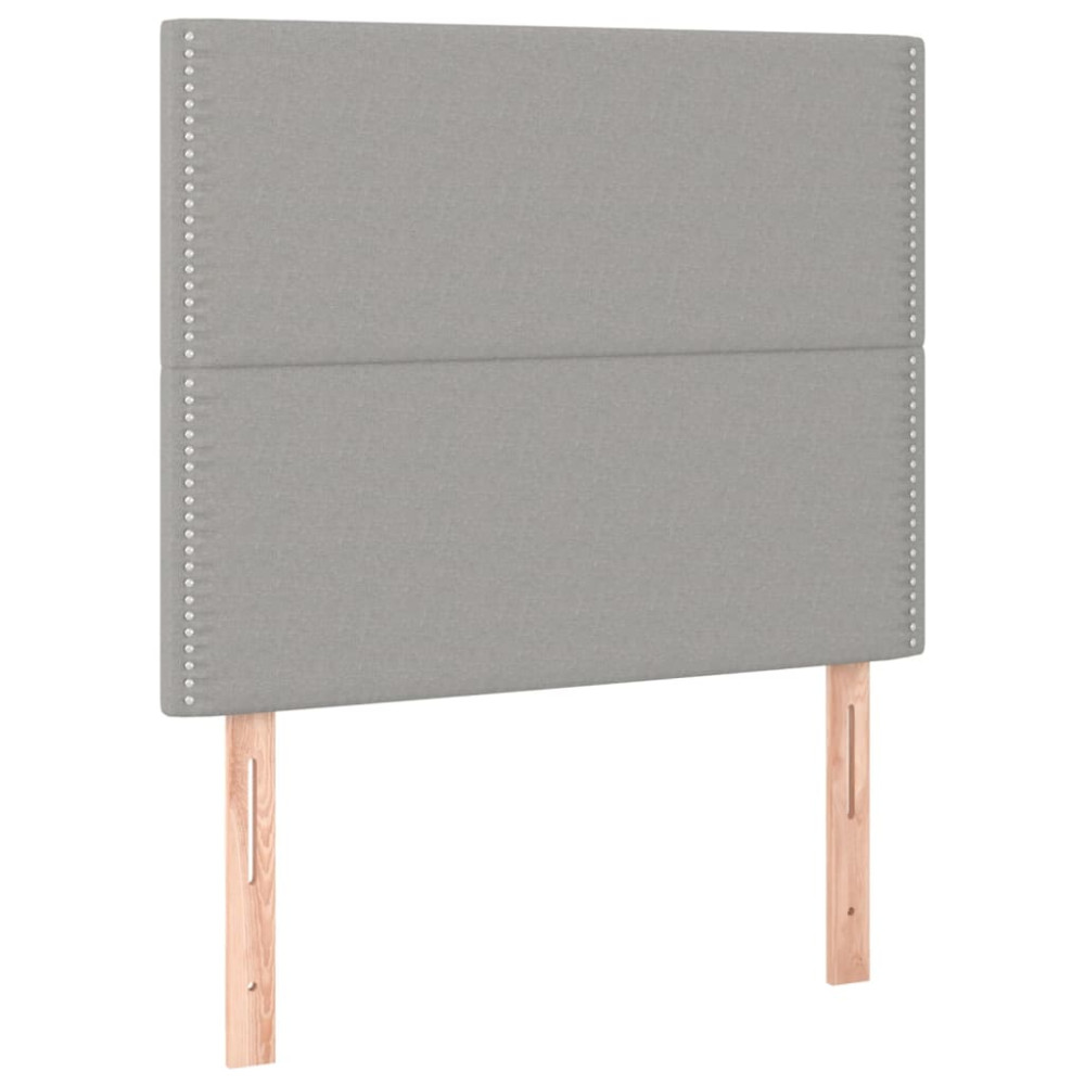 Produktbild för Ramsäng med madrass ljusgrå 90x200 cm tyg