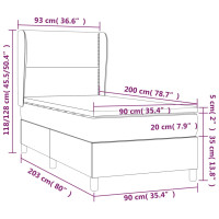 Produktbild för Ramsäng med madrass ljusgrå 90x200 cm tyg
