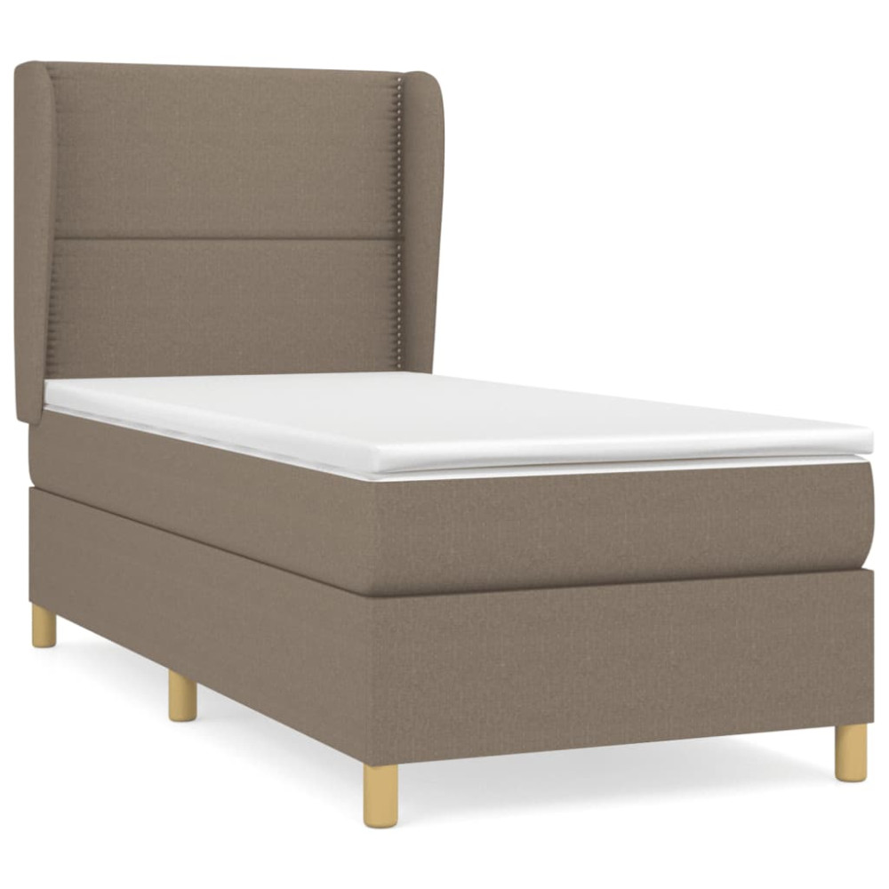 Produktbild för Ramsäng med madrass taupe 90x200 cm tyg