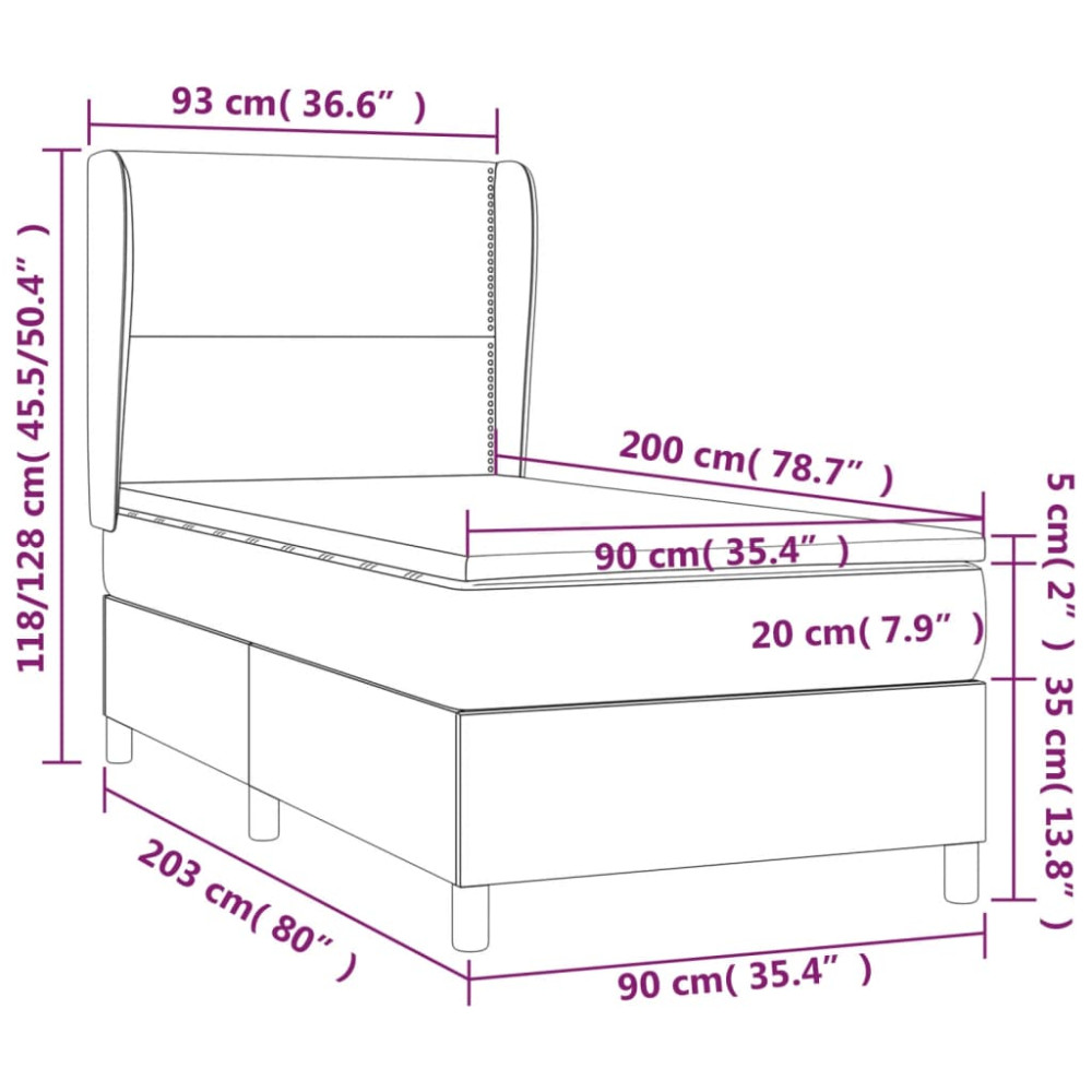 Produktbild för Ramsäng med madrass taupe 90x200 cm tyg