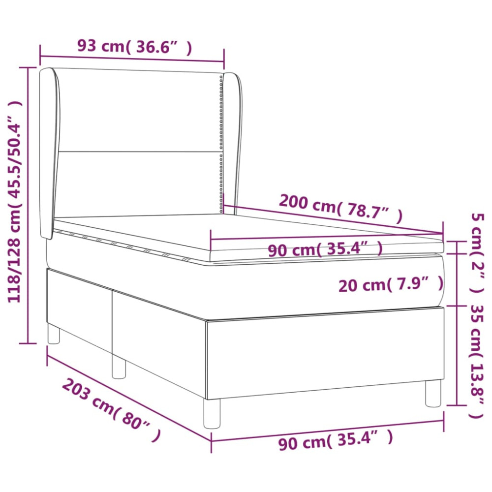 Produktbild för Ramsäng med madrass blå 90x200 cm tyg