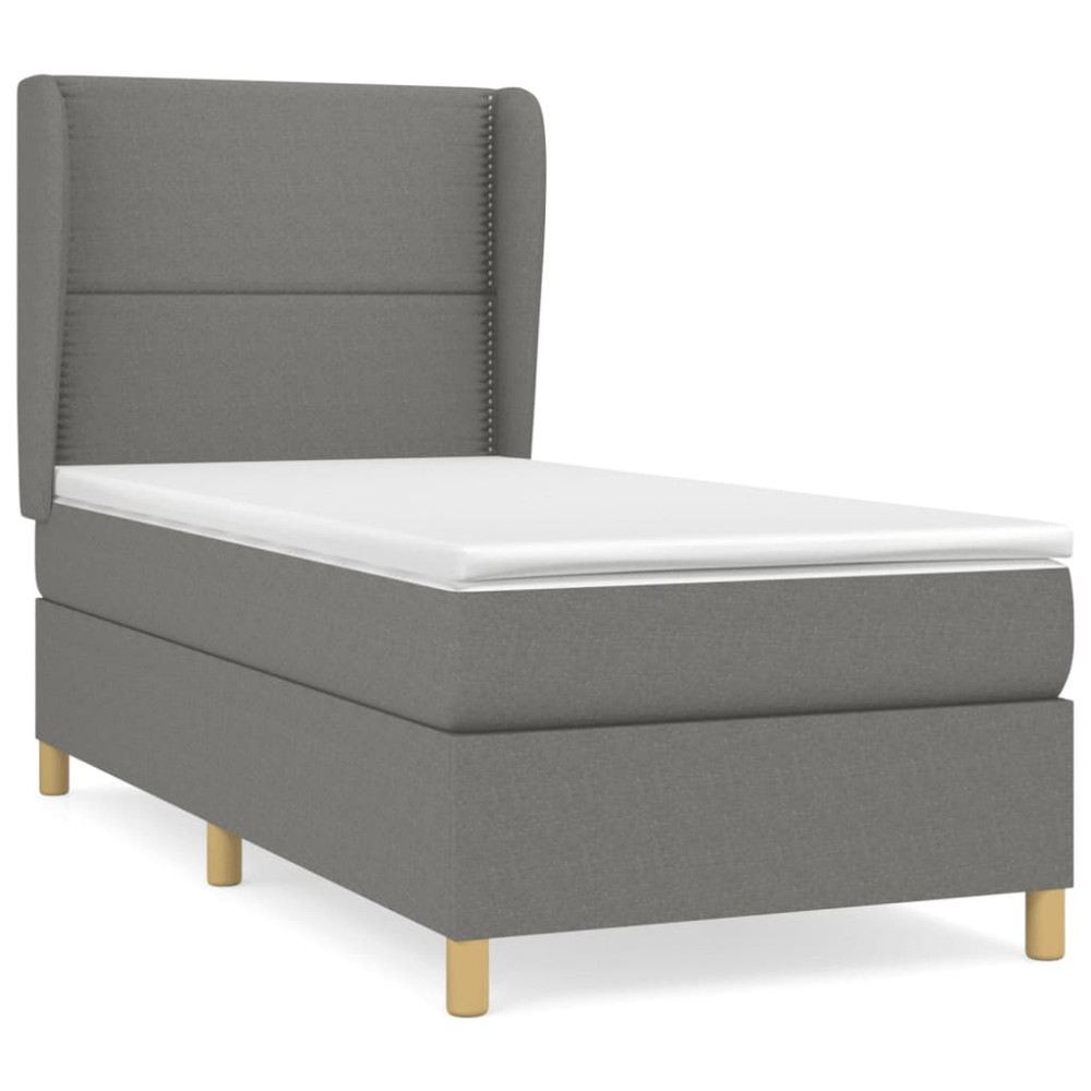Produktbild för Ramsäng med madrass mörkgrå 100x200 cm tyg