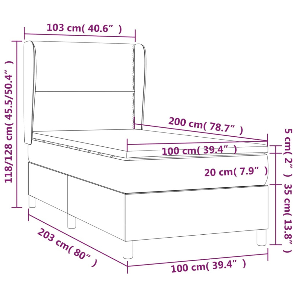 Produktbild för Ramsäng med madrass blå 100x200 cm tyg